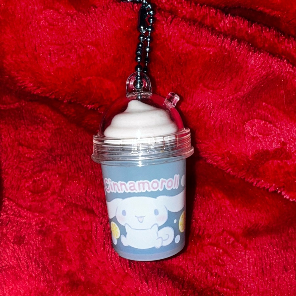 Mini Sanrio Cinnamoroll Keychain Blue Cup Milkshake Container